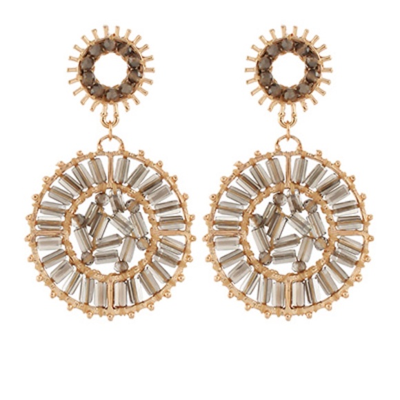 Glass Beaded Round Drop Earrings - Picture 2 of 2